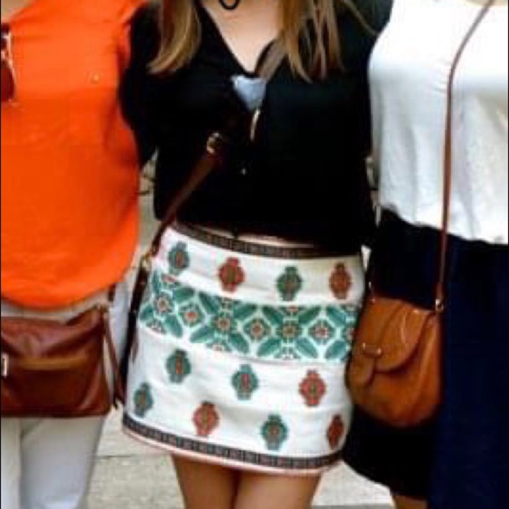 Zara Aztec inspired embroidered skirt